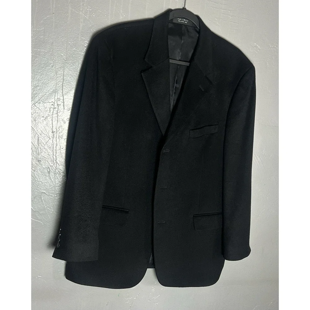Alfani Men's Black Cashmere Suit Blazer‎ Jacket Sport Coat 43R 3 Button Lined
